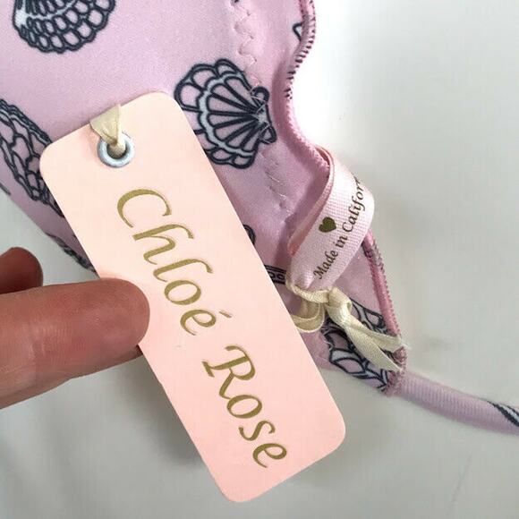 Chloe Rose Daisy Bikini Top Seashell Shell Print Ruffle Halter Tie Womens NWT - Picture 5 of 9